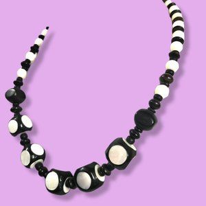 Woman's Jewelry Contemporary Necklace Black White Geometric Design
